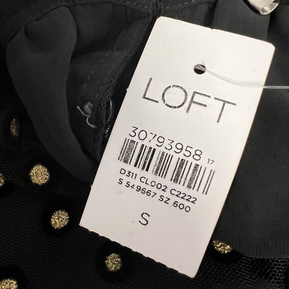 LOFT Black/Gold Polka Dot Halter Top Sheer Textured Size Small New - Picture 9 of 9